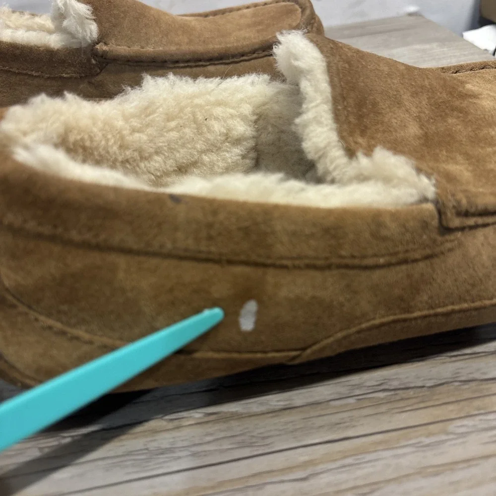 UGG Ascot Mens Approx 10 Chestnut Suede Sheepskin Comfort Slip On Shoes